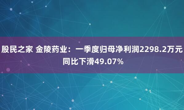 股民之家 金陵药业：一季度归母净利润2298.2万元 同比下滑49.07%